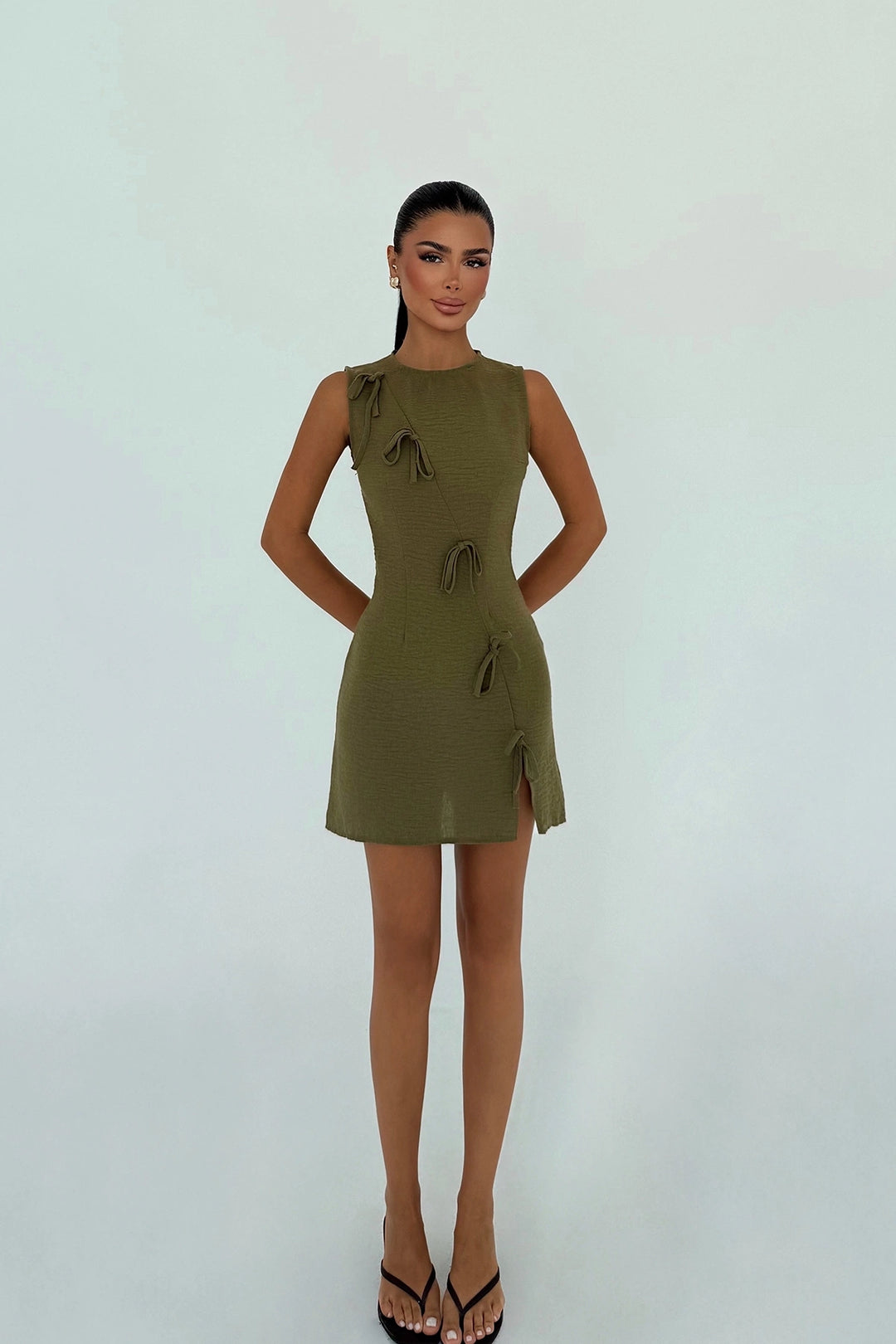 EYY Women Khaki Kathy Mini Bow Dress - Savona
