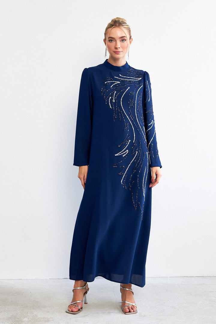ZRF Women Zeren Stone-Embroidered Evening Dress - Indigo - Riverhead