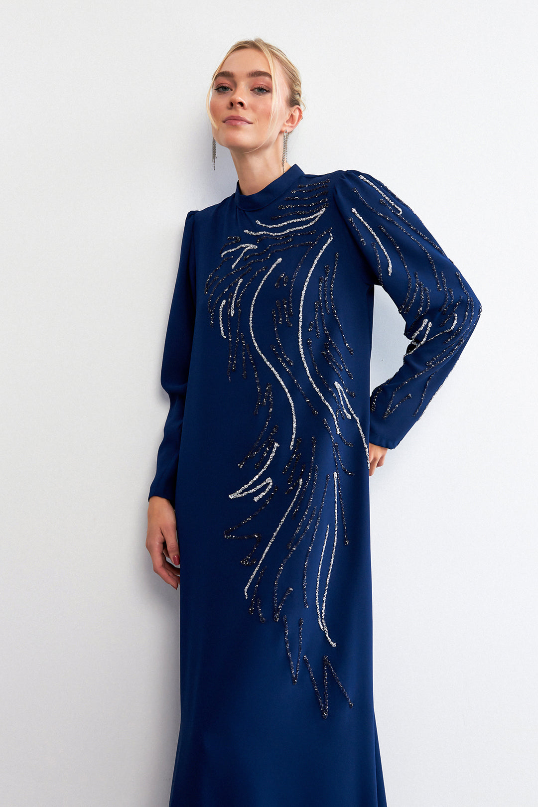 ZRF Women Zeren Stone-Embroidered Evening Dress - Indigo - Riverhead