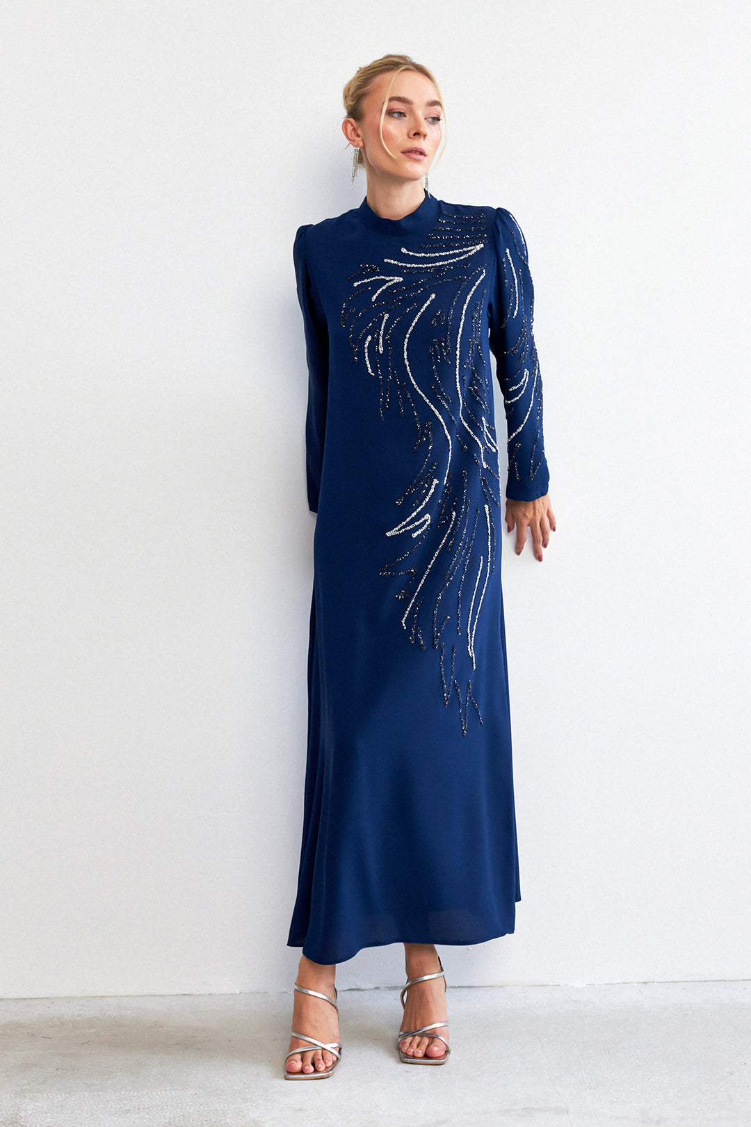 ZRF Women Zeren Stone-Embroidered Evening Dress - Indigo - Riverhead