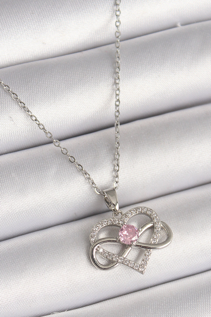 EBJ 316L Stainless Steel Silver Color Chain with Zircon Stone Infinity Heart Model Women's Necklace - Kaiserslautern
