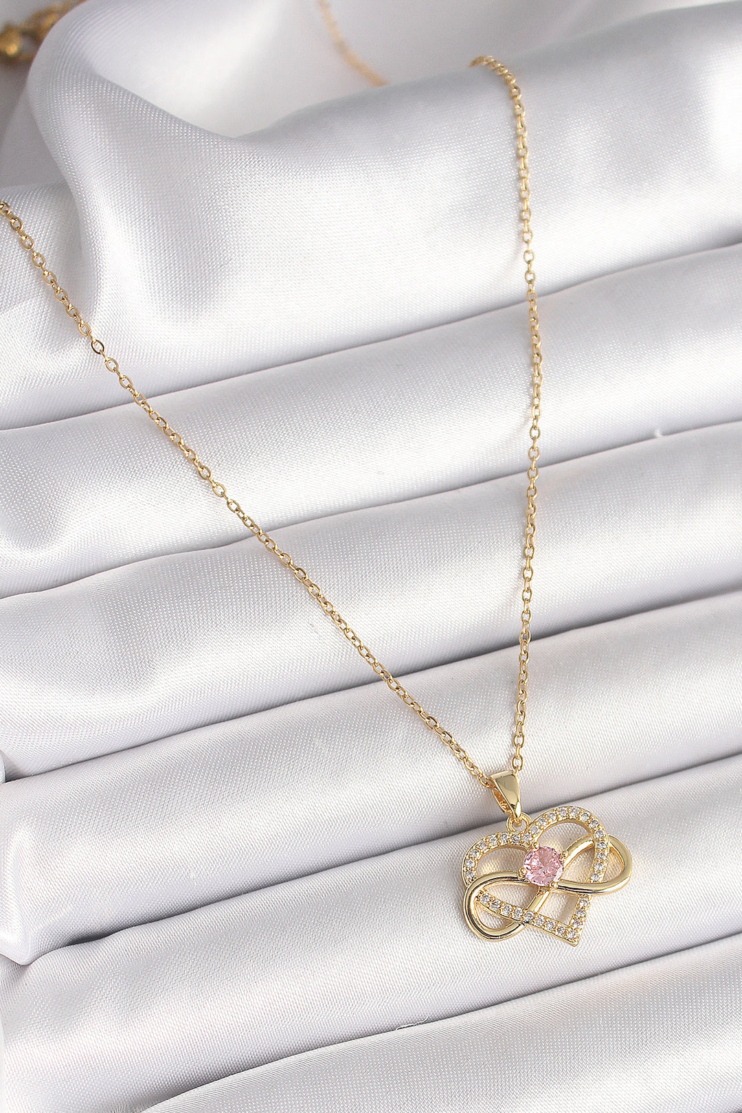 EBJ 316L Stainless Steel Gold Color Chain with Zircon Stone Infinity Heart Model Women's Necklace - Quinte West