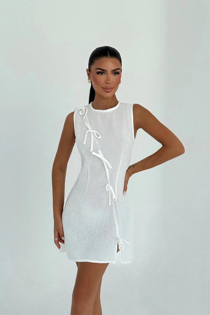 EYY Women White Kathy Mini Bow Dress - Stevenage