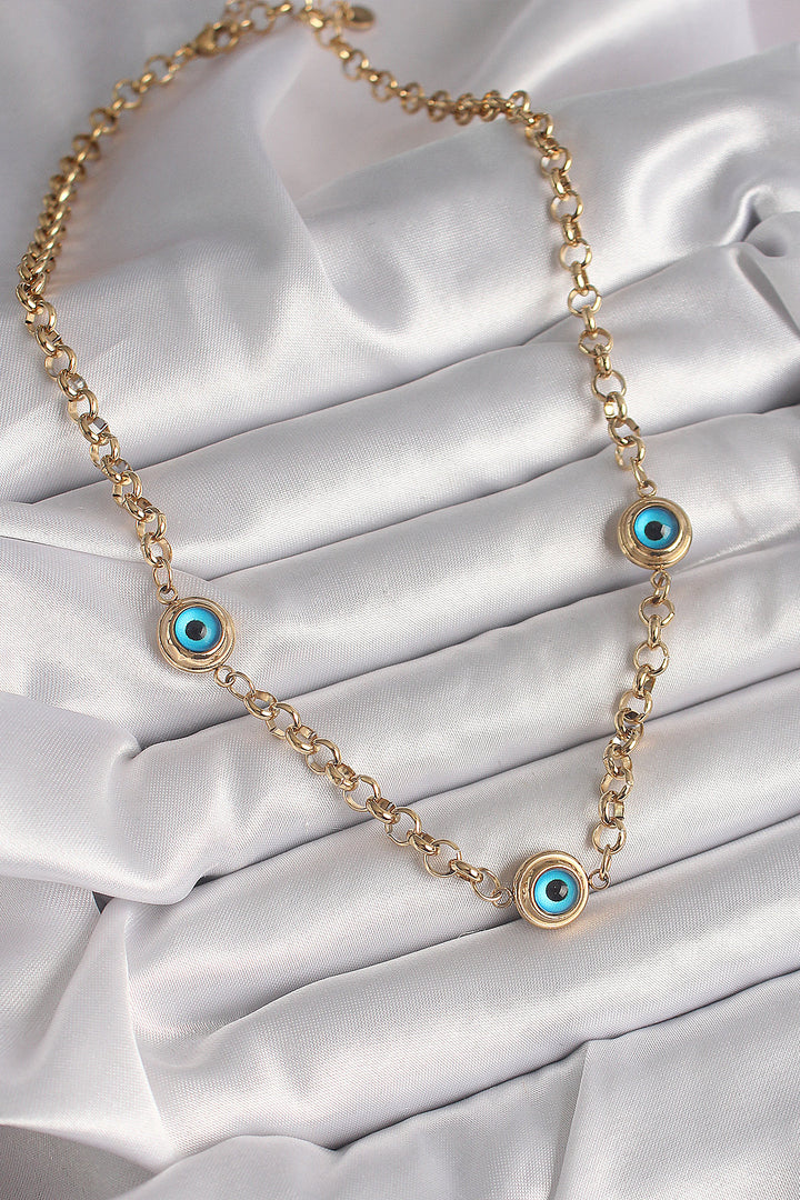 EBJ 316L Steel Gold Color Chain Evil Eye Model Women's Necklace - Pueblo West