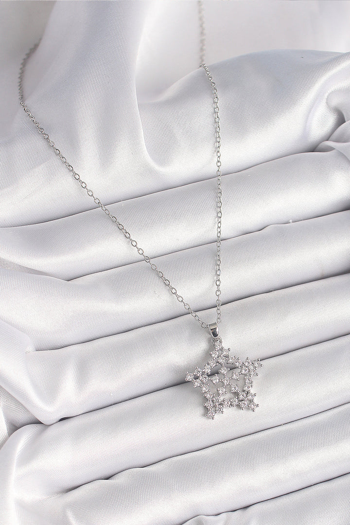 EBJ 316L Stainless Steel Silver Color Chain Snowflake Model Women's Necklace with Zircon Stone - Miramar