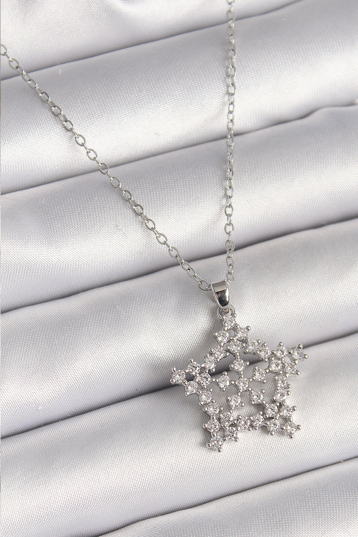EBJ 316L Stainless Steel Silver Color Chain Snowflake Model Women's Necklace with Zircon Stone - Miramar