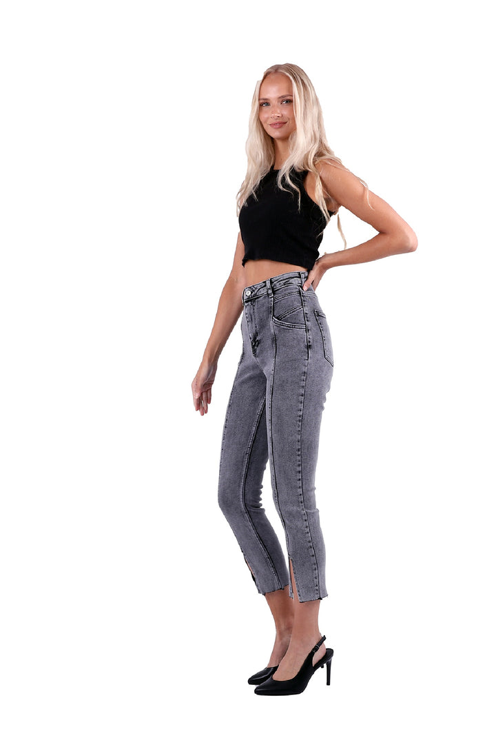 XLJ High Rise Mom Jean With Slit in Leg Front Mixed - Schenectady