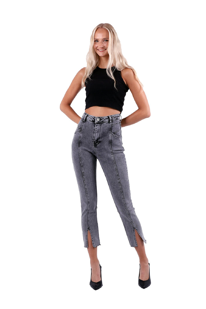 XLJ High Rise Mom Jean With Slit in Leg Front Mixed - Schenectady