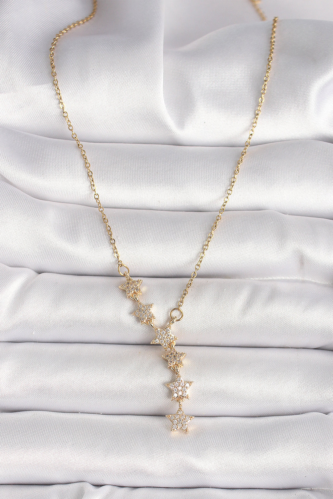 EBJ 316L Steel Gold Color Chain with Zircon Stone Star Model Women's Necklace - Fuengirola