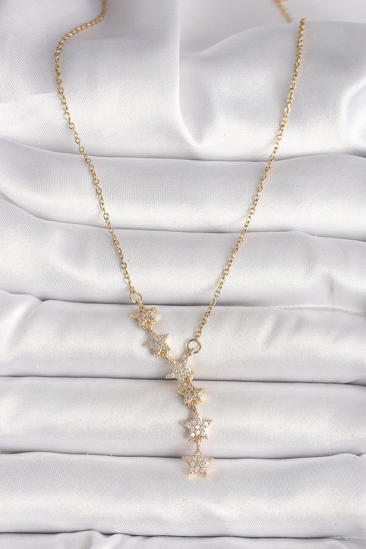 EBJ 316L Steel Gold Color Chain with Zircon Stone Star Model Women's Necklace - Fuengirola