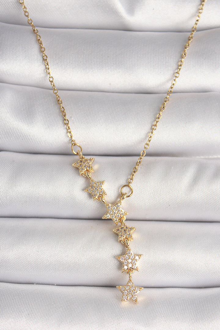 EBJ 316L Steel Gold Color Chain with Zircon Stone Star Model Women's Necklace - Fuengirola