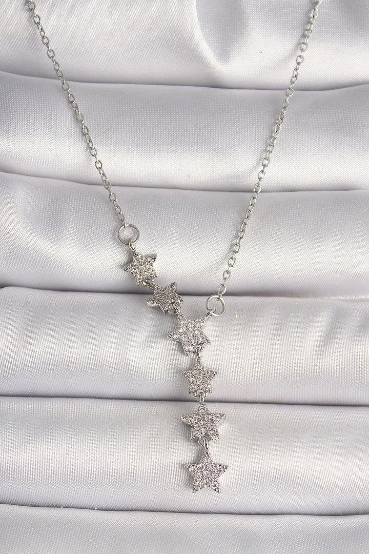 EBJ 316L Stainless Steel Silver Color Chain with Zircon Stone Star Model Women's Necklace - Manfredonia