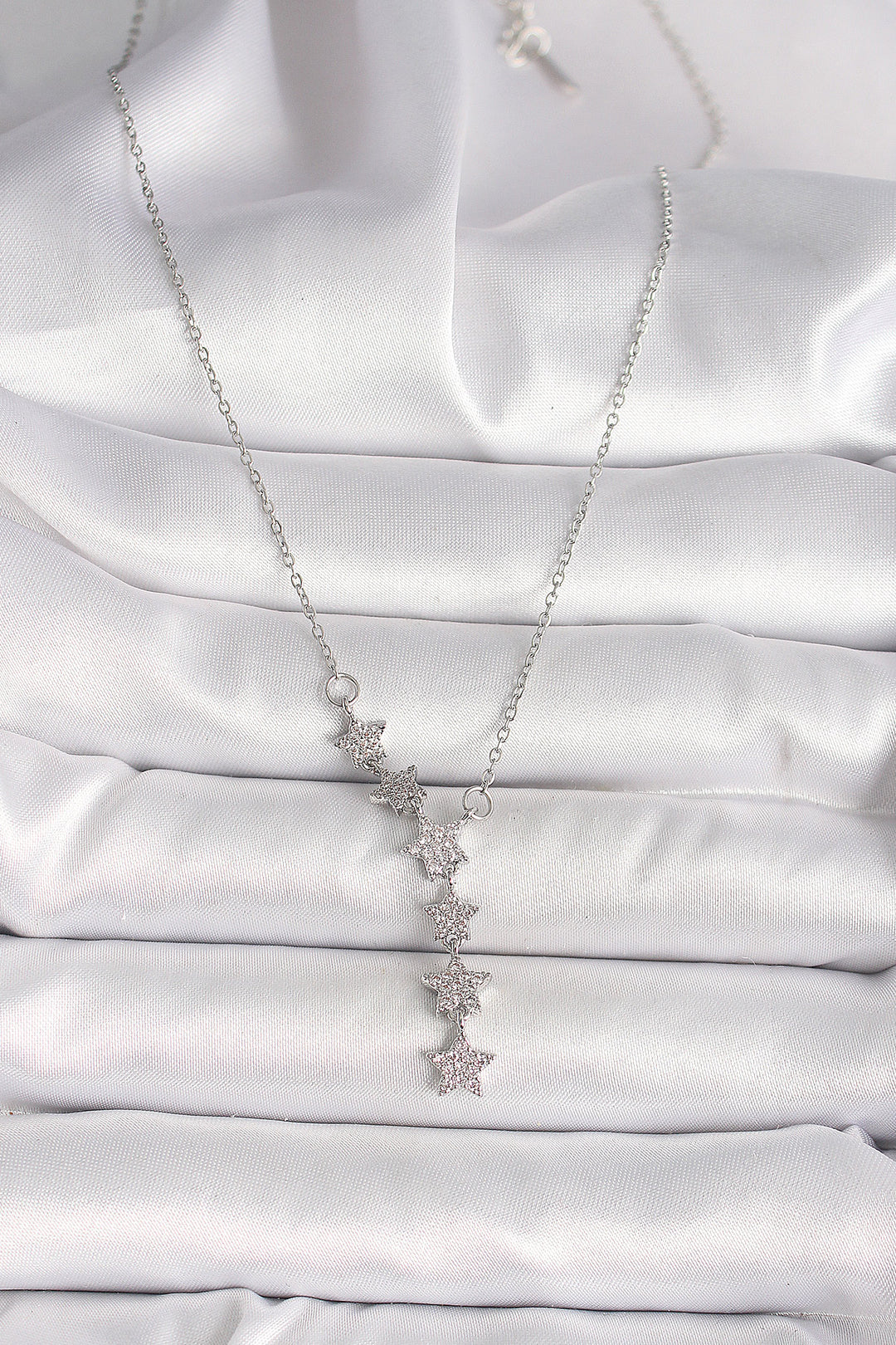 EBJ 316L Stainless Steel Silver Color Chain with Zircon Stone Star Model Women's Necklace - Manfredonia