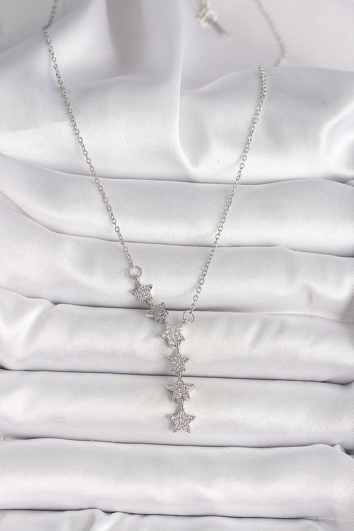 EBJ 316L Stainless Steel Silver Color Chain with Zircon Stone Star Model Women's Necklace - Manfredonia