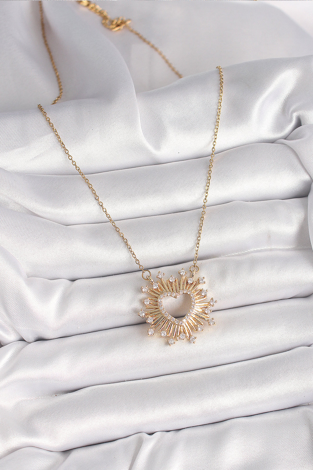 EBJ 316L Steel Gold Color Zircon Stone Heart Model Women's Necklace - Giugliano in Campania