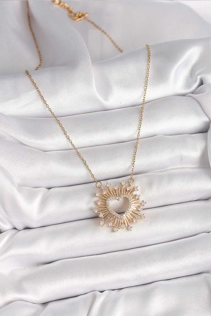EBJ 316L Steel Gold Color Zircon Stone Heart Model Women's Necklace - Giugliano in Campania