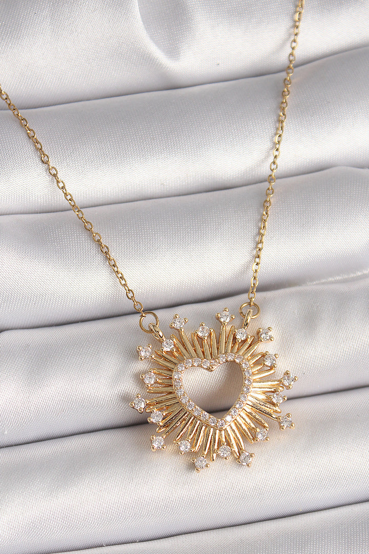 EBJ 316L Steel Gold Color Zircon Stone Heart Model Women's Necklace - Giugliano in Campania