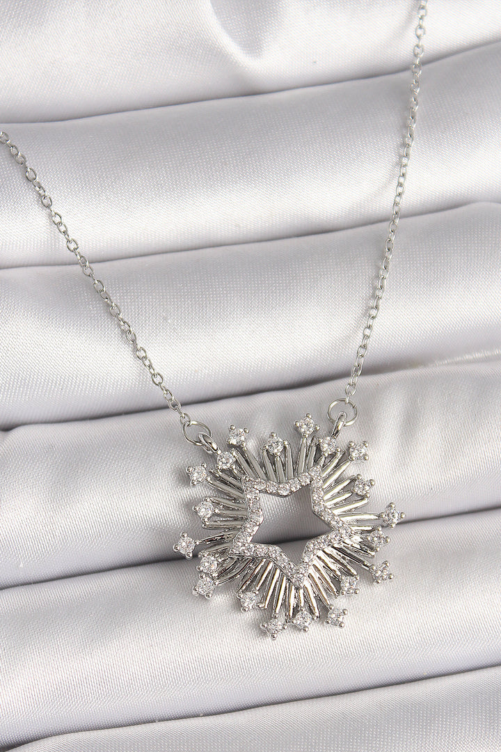 EBJ 316L Stainless Steel Silver Color Star Model Women's Necklace with Zircon Stone - Vitrolles