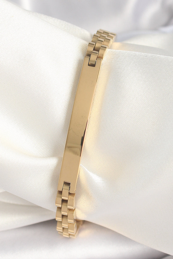 EBJ 316L Steel Gold Color Chain Tag Model Men's Bracelet - Mâcon