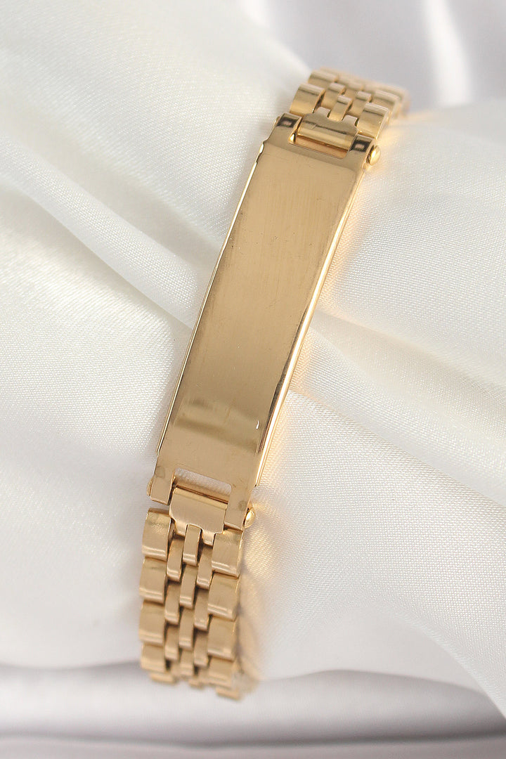 EBJ 316L Steel Gold Color Chain Tag Model Men's Bracelet - Frankston