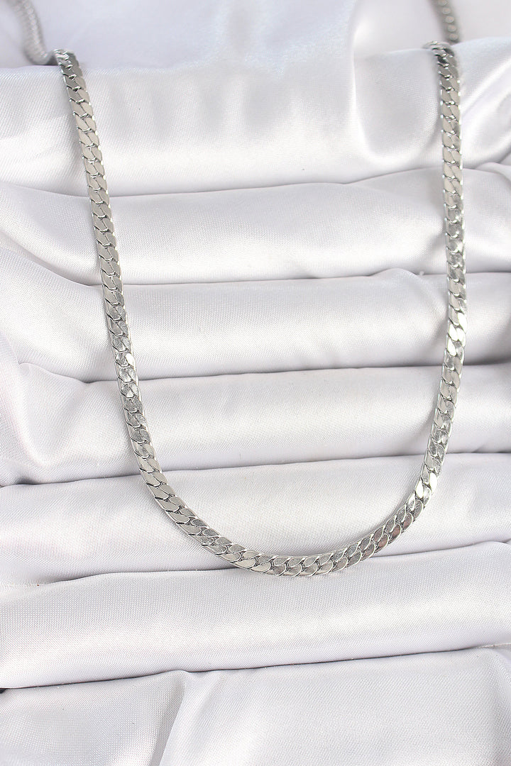 EBJ 316L Stainless Steel Silver Color Flat Chain Model Men's Necklace - Euless