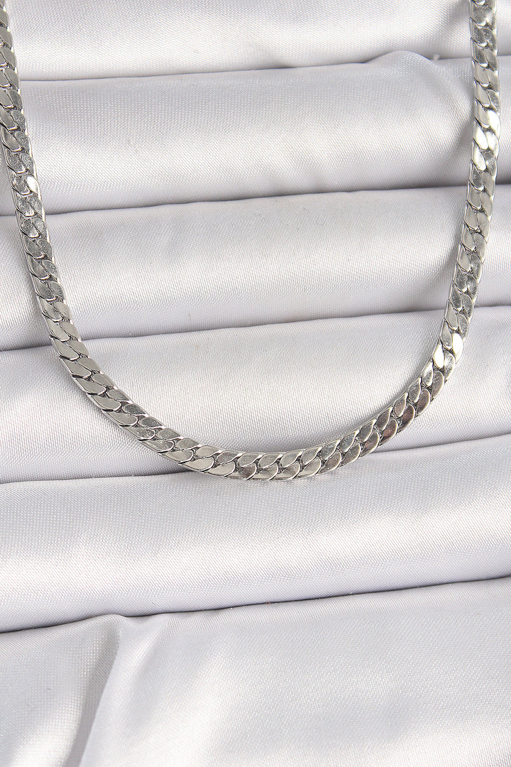 EBJ 316L Stainless Steel Silver Color Flat Chain Model Men's Necklace - Euless