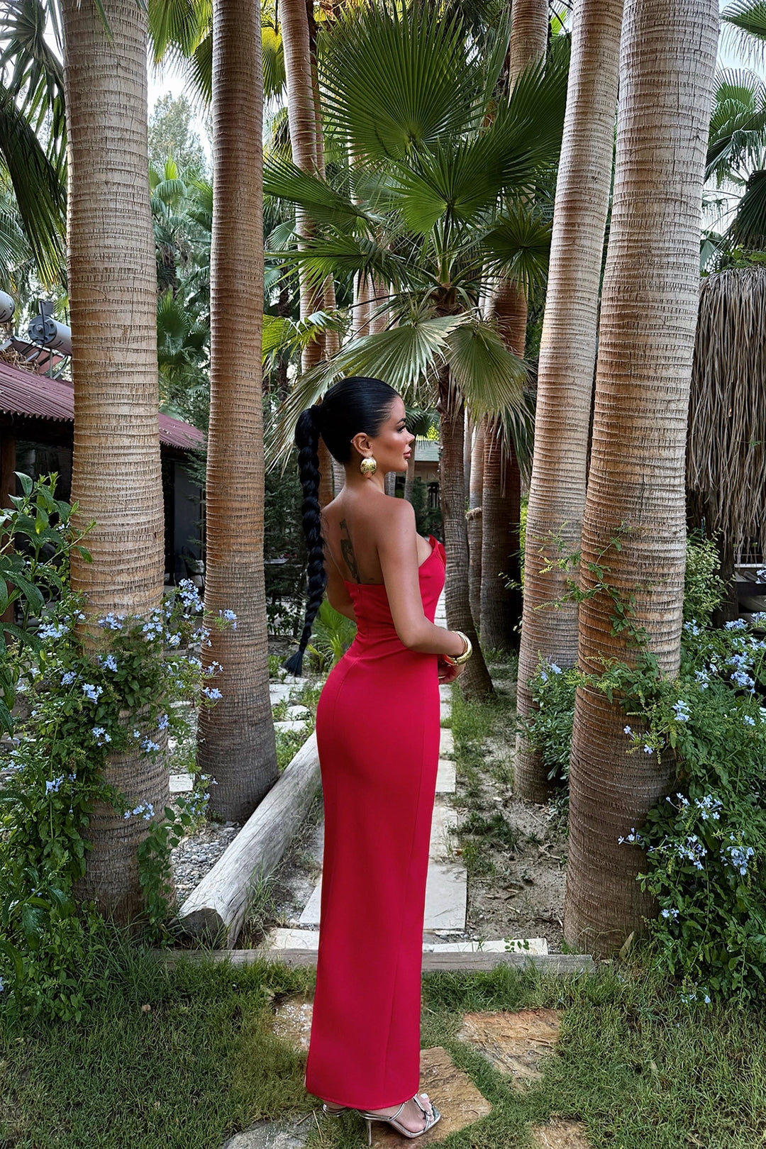 EYY Women Red Bow Detail Strapless Dress - Tulare