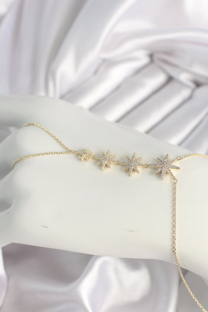 EBJ Rice Gold Color Pole Star Model Women's Şahmeran with Zircon Stone - Courbevoic