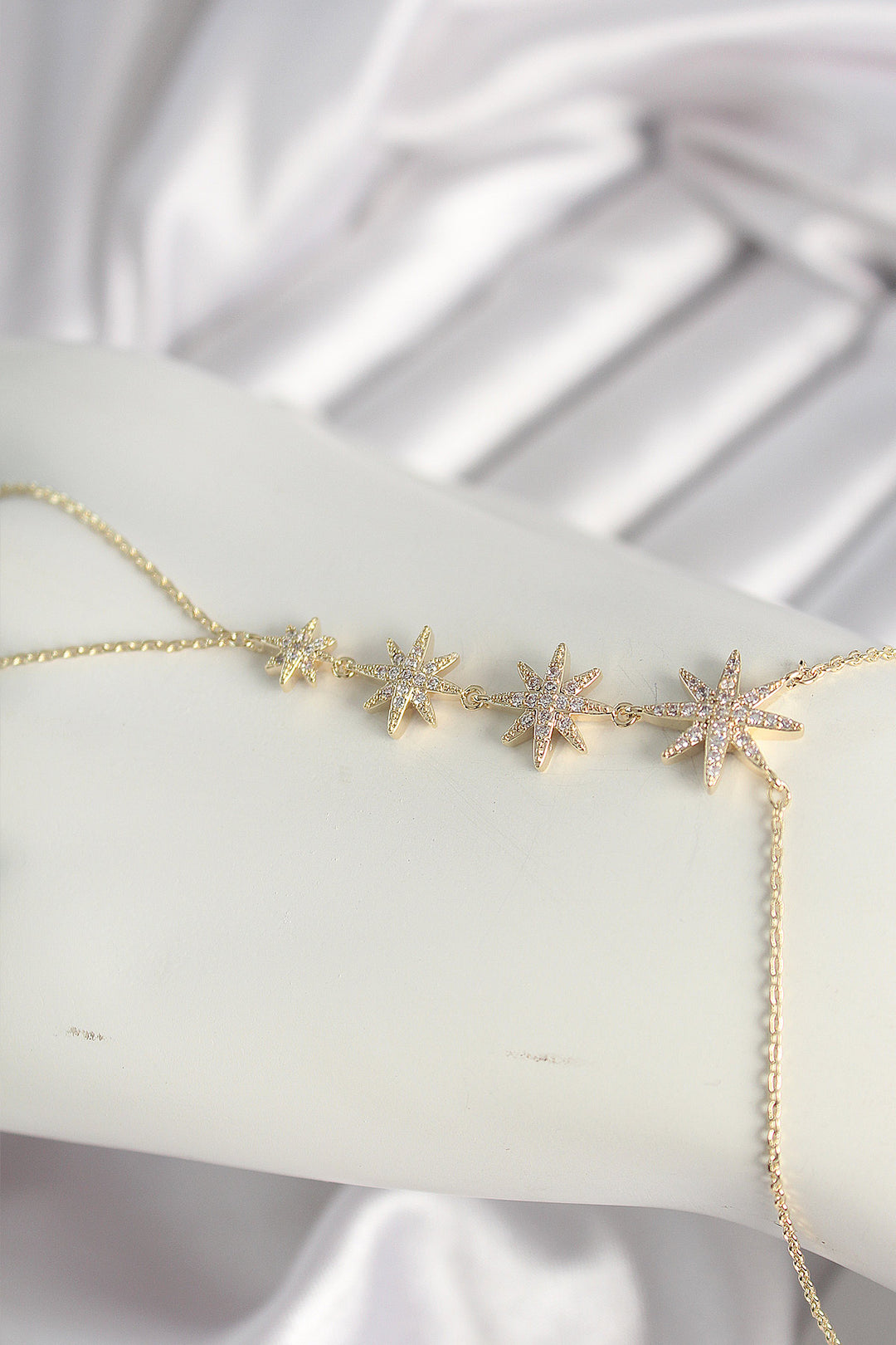 EBJ Rice Gold Color Pole Star Model Women's Şahmeran with Zircon Stone - Courbevoic