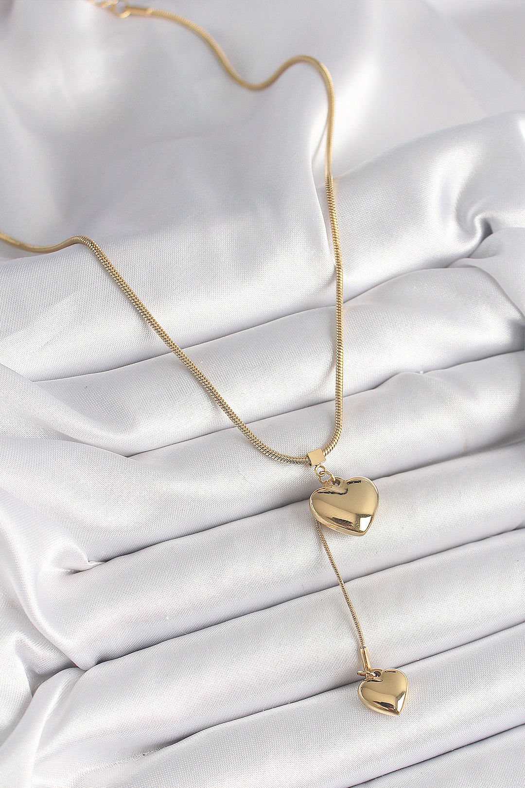 EBJ 316L Steel Gold Color Tube Chain Model 3D Swinging Heart Model Women's Necklace - Enterprise