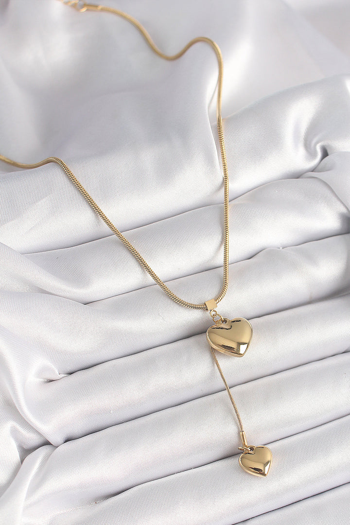 EBJ 316L Steel Gold Color Tube Chain Model 3D Swinging Heart Model Women's Necklace - Enterprise