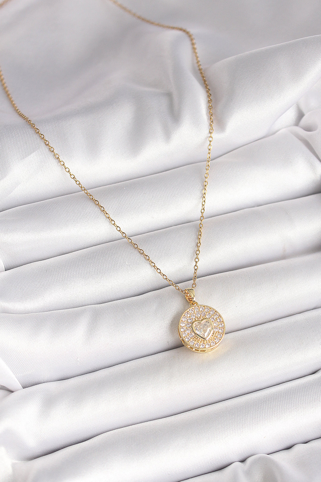 EBJ 316L Steel Gold Color Chain Pendant with Zircon Stone Heart Model Women's Necklace - Rotherham