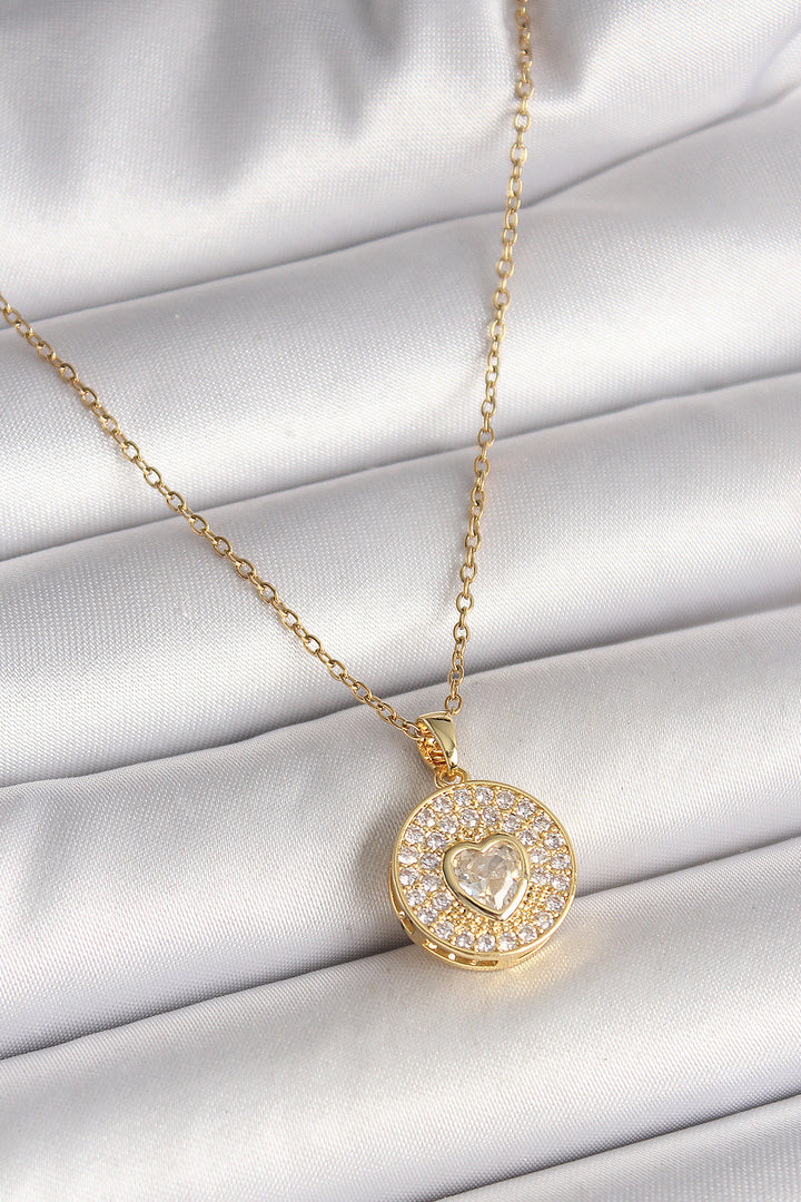 EBJ 316L Steel Gold Color Chain Pendant with Zircon Stone Heart Model Women's Necklace - Rotherham