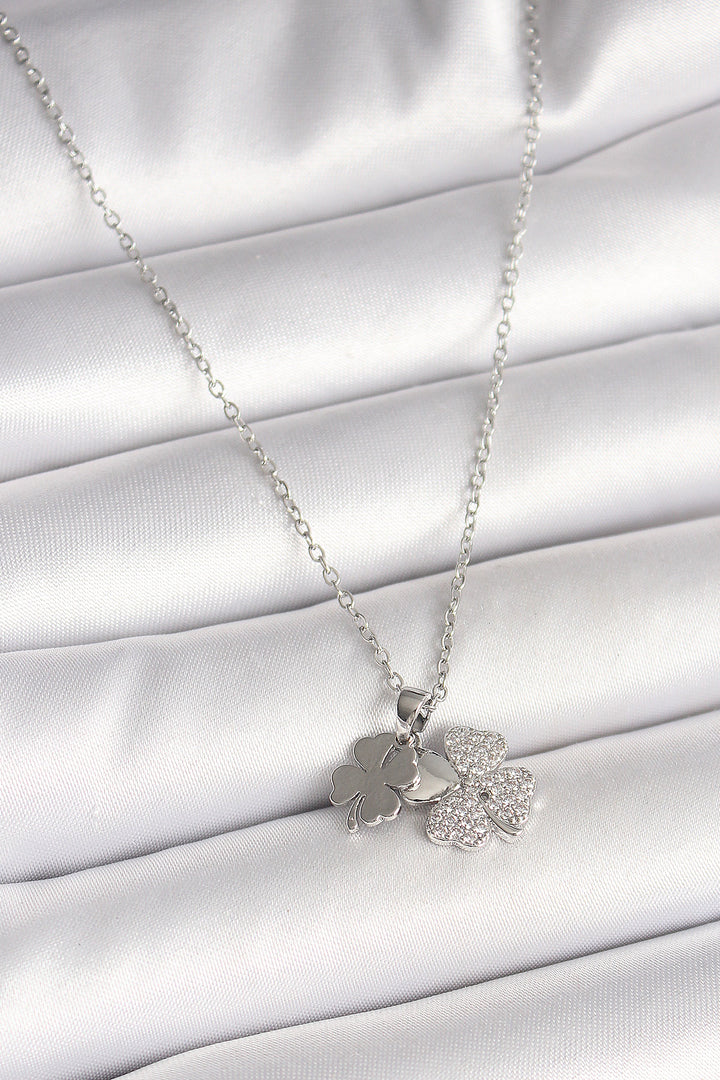 EBJ 316L Stainless Steel Silver Color Chain Pendant with Zircon Stone Clover Model Women's Necklace - Ibbenbüren