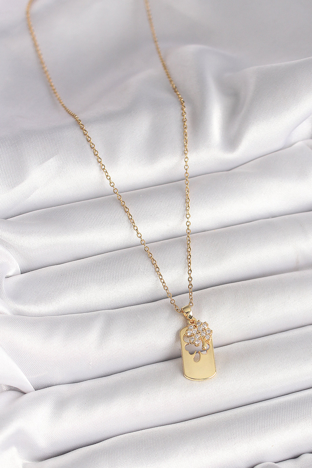 EBJ 316L Stainless Steel Gold Color Chain with Zircon Stone Clover Model Women's Necklace - Lakewood Ranch