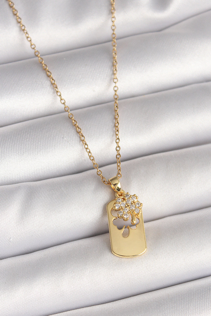 EBJ 316L Stainless Steel Gold Color Chain with Zircon Stone Clover Model Women's Necklace - Lakewood Ranch