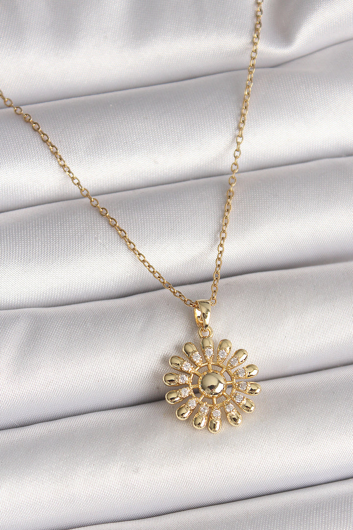EBJ 316L Steel Gold Color Chain with Zircon Stone Sun Design Women's Necklace - Ponte de Lima