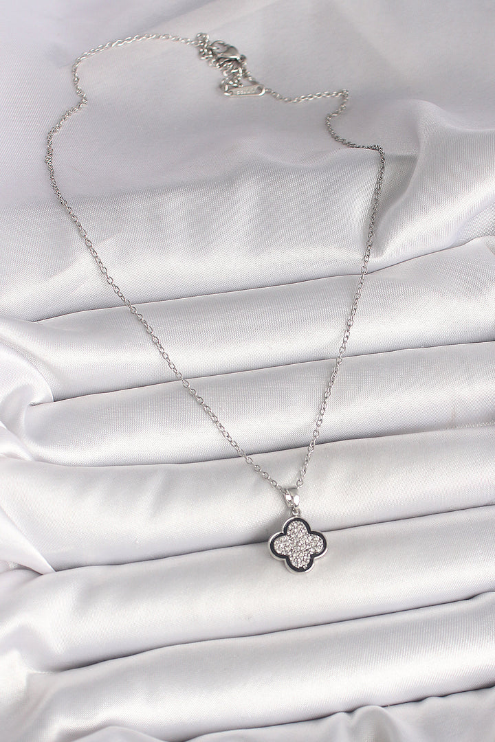 EBJ 316L Stainless Steel Silver Color Chain with Zircon Stone Clover Model Women's Necklace - New Tecumseth