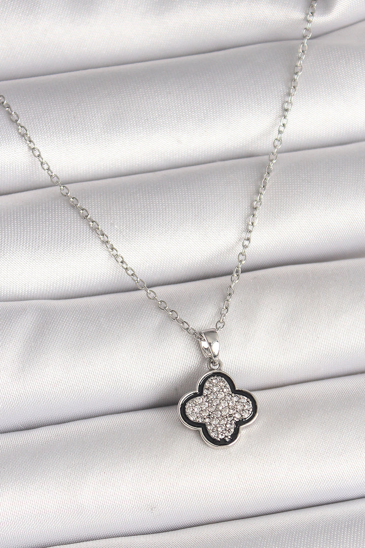 EBJ 316L Stainless Steel Silver Color Chain with Zircon Stone Clover Model Women's Necklace - New Tecumseth