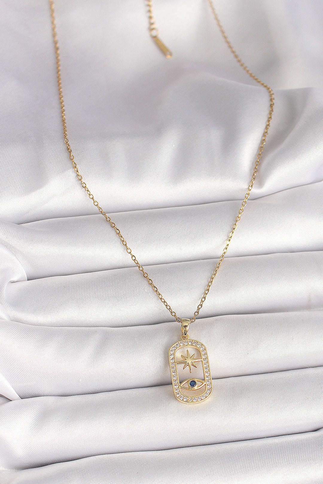 EBJ 316L Steel Gold Color Chain with Zircon Stone Eye Star Model Women's Necklace - Halle-Neustadt