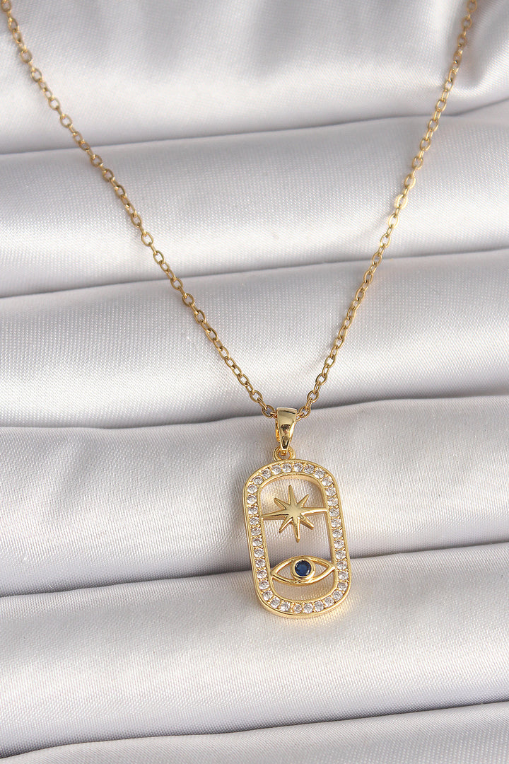 EBJ 316L Steel Gold Color Chain with Zircon Stone Eye Star Model Women's Necklace - Halle-Neustadt