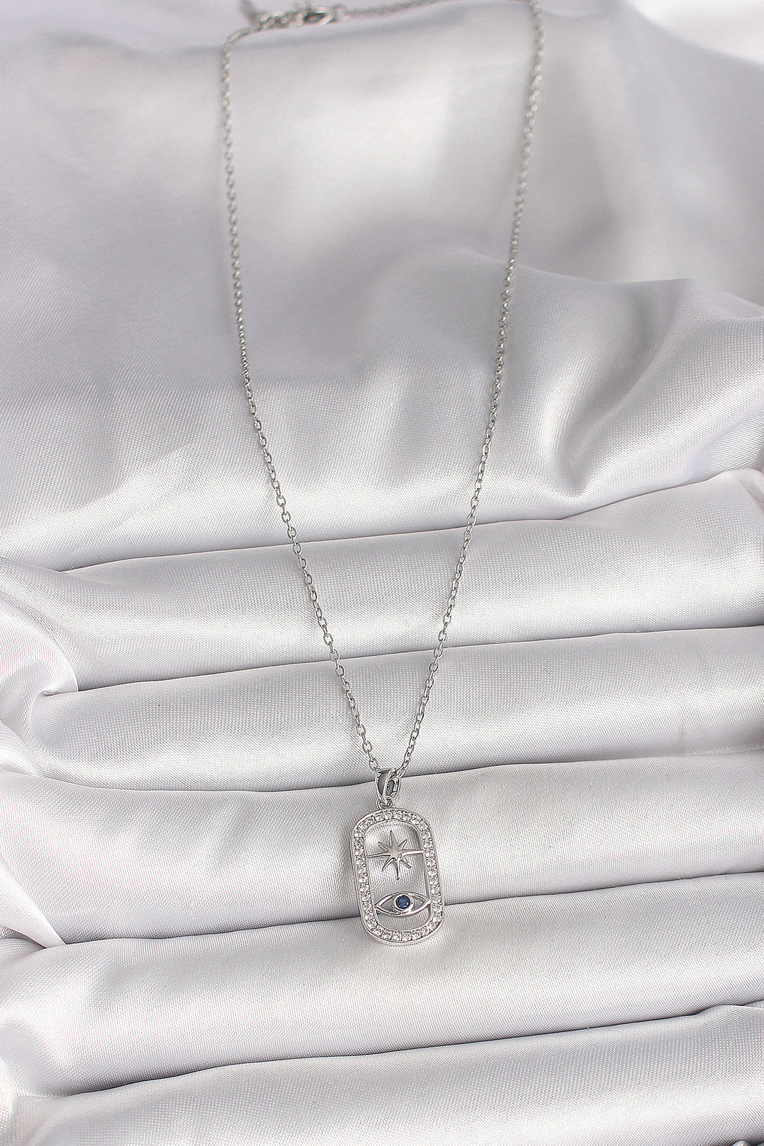 EBJ 316L Stainless Steel Silver Color Chain with Zircon Stone Eye Star Model Women's Necklace - Paradise