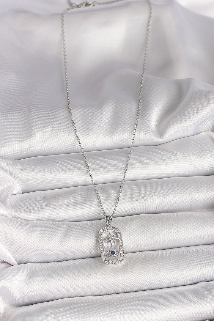 EBJ 316L Stainless Steel Silver Color Chain with Zircon Stone Eye Star Model Women's Necklace - Paradise