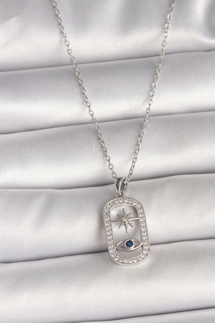 EBJ 316L Stainless Steel Silver Color Chain with Zircon Stone Eye Star Model Women's Necklace - Paradise