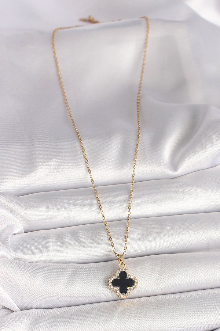 EBJ 316L Steel Gold Color Chain with Zircon Stone Clover Model Women's Necklace - Dún Dealgan