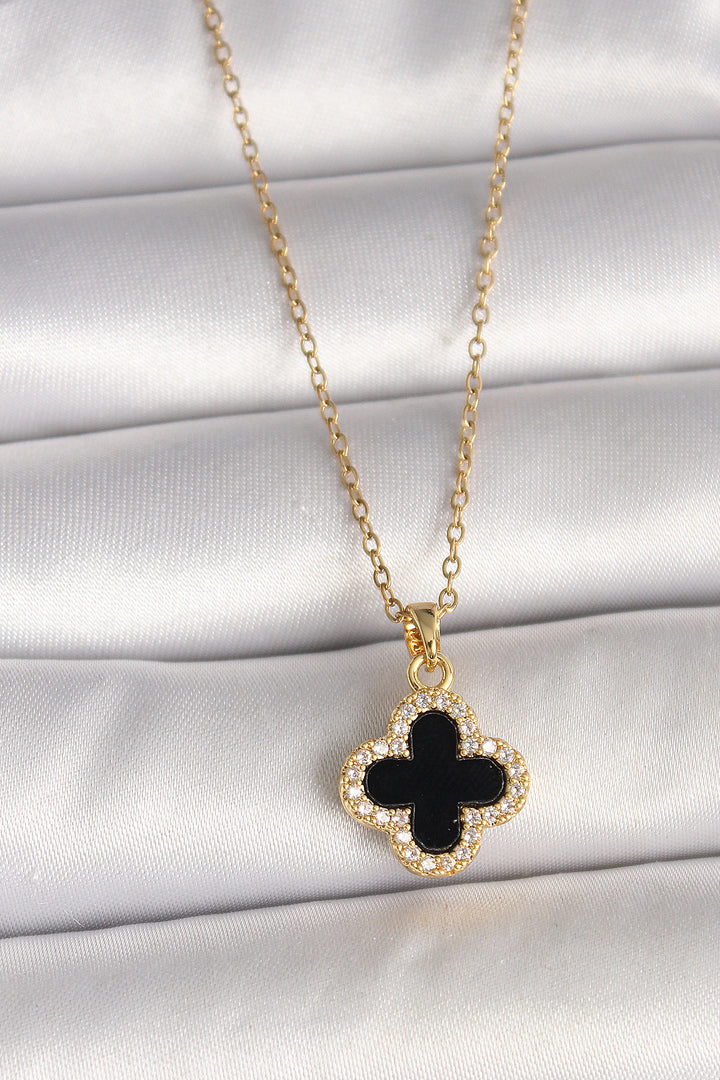 EBJ 316L Steel Gold Color Chain with Zircon Stone Clover Model Women's Necklace - Dún Dealgan