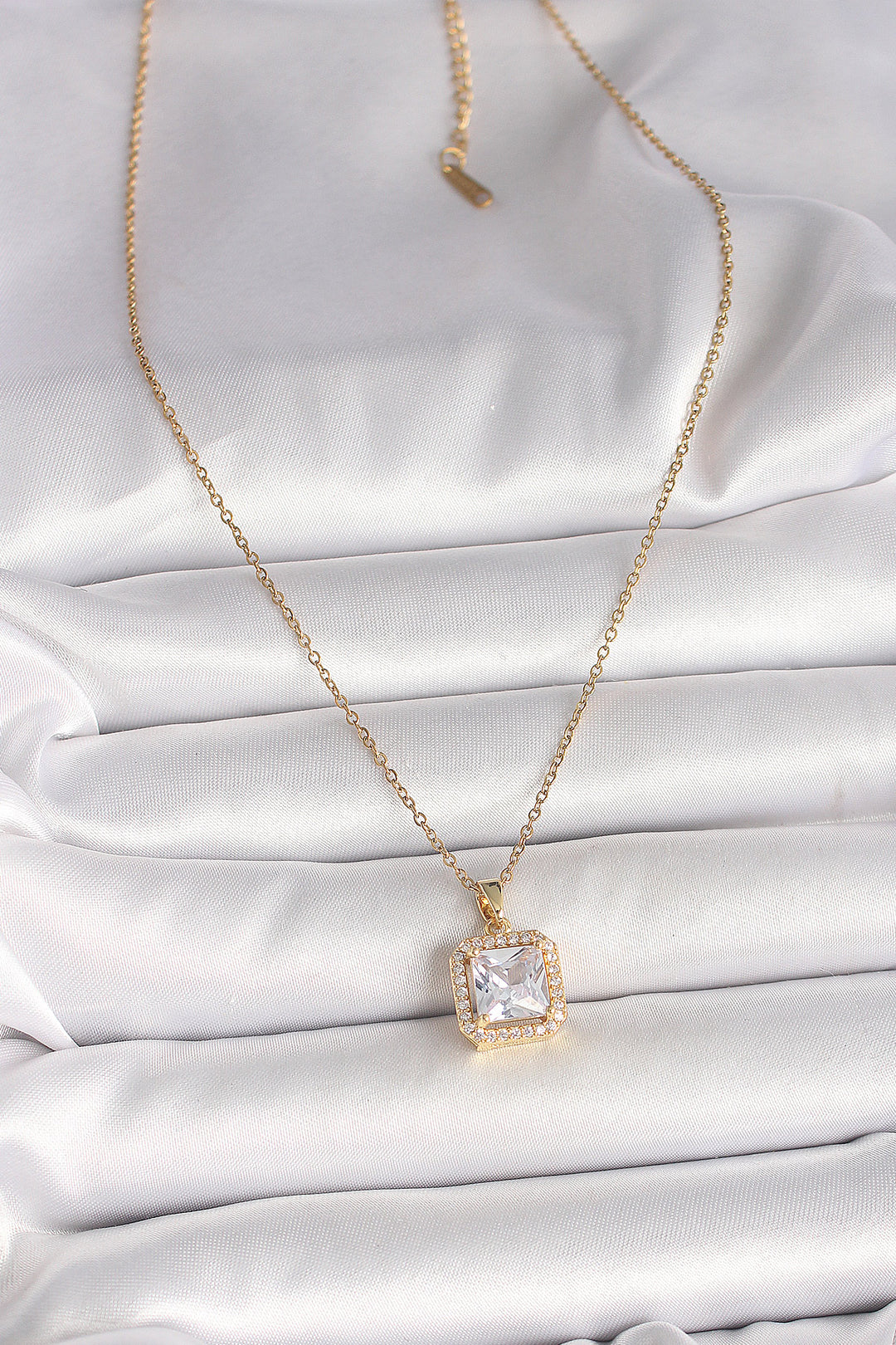 EBJ 316L Steel Gold Color Chain Square Zircon Stone Model Women's Necklace - Godalming