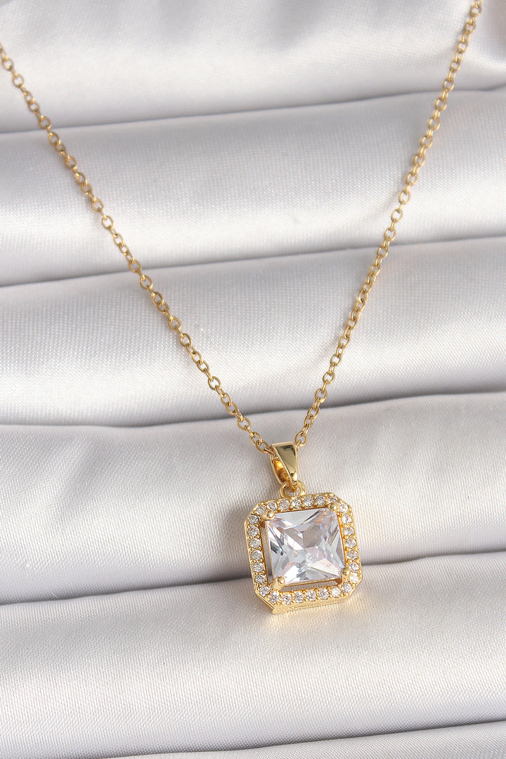 EBJ 316L Steel Gold Color Chain Square Zircon Stone Model Women's Necklace - Godalming
