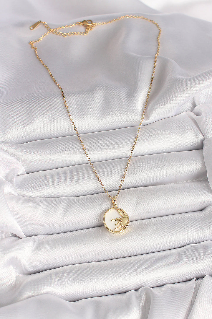 EBJ 316L Steel Gold Color Chain White Enamel Sunset Model Women's Necklace - Gainesville