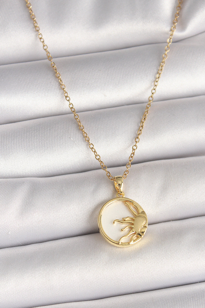 EBJ 316L Steel Gold Color Chain White Enamel Sunset Model Women's Necklace - Gainesville